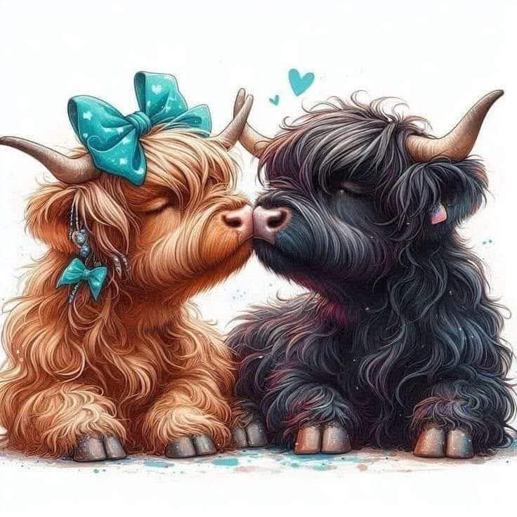 Kissing Highland Cow's DTF Print