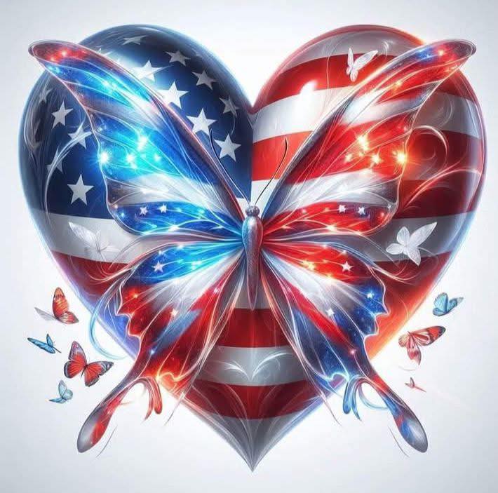 Patriotic Butterfly and Heart DTF Print