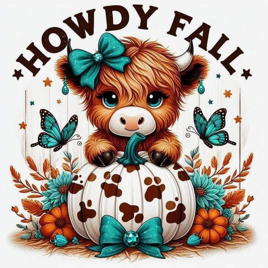 Howdy Fall Highland Cow DTF Print