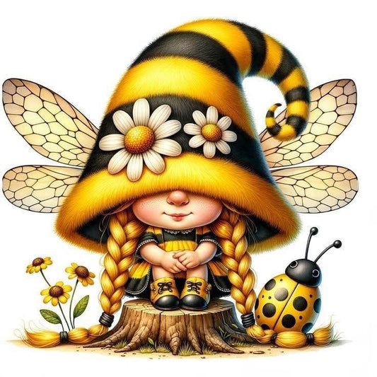 Cute Gnome Girl with Ladybug DTF Print