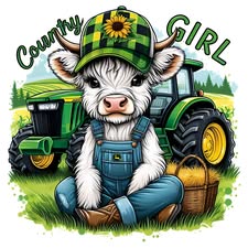 Highland Cow Country Girl DTF Print
