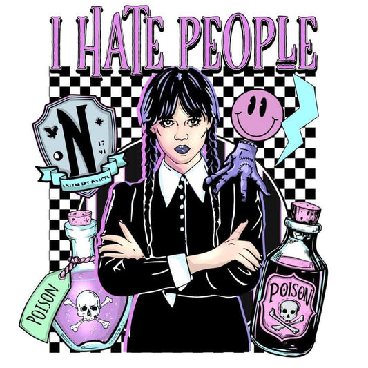 Wednesday Adams "I Hate People" DTF Print