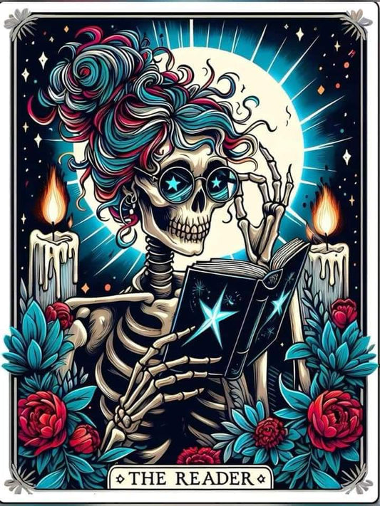 Skeleton "The Reader" Card DTF Print
