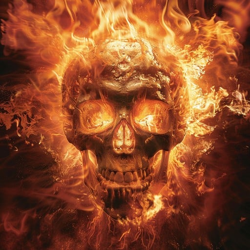 Fiery Skull DTF Print
