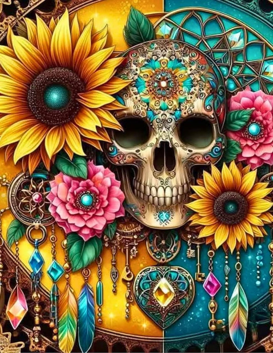 Sugar Skull Yin Yang DTF Print